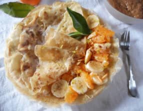 Crêpes aux agrumes, sauce chocolat