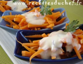 Verrine de carottes râpées sauce miel au cumin