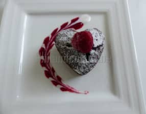 Cœur fondant chocolat framboise à la compote de pomme