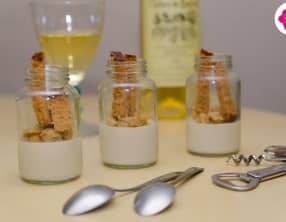 Panna cotta au foie gras, pommes caramélisées et pain d'épices