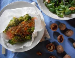 Papillotes de saumon aux zestes d’orange et aux noix