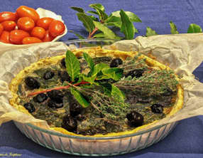 Tarte aux olives et épinards