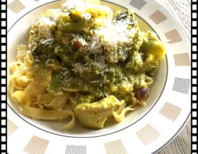 Tagliatelles au poulet curry coco