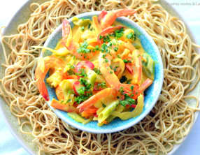 Crevettes et leurs légumes au lait de coco