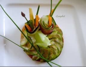Tarte fine et rolls de légumes