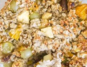 Porridge raisin, pomme, orange, kiwi au four