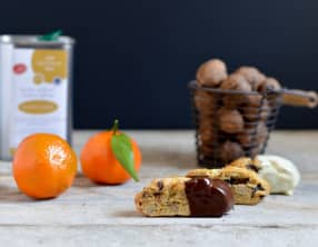 Cantuccini clémentines, noix, chocolat et huile d’olive