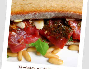 Sandwich Carpaccio Bœuf, Roquette et Pistou