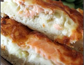 Pizza et foccacia fenouil, saumon fumé et mozzarella