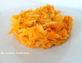 Poêlée de potiron, patates douces et pommes de terre râpées