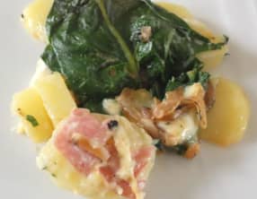 Gratin de blettes, pommes de terre et raclette