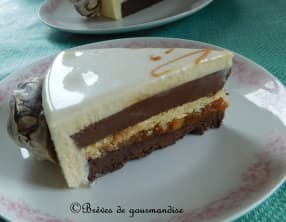 Entremets vanille chocolat et pommes caramélisées