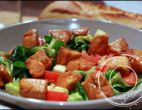 Salade de poulet caramélisé au miel de Cyril Lignac