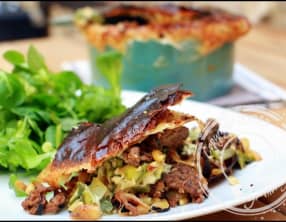 Pot Pie à la viande hachée, brousse et poireaux