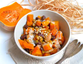 Curry de haricots, butternut et graines de courge