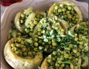 Tajine de petits pois et artichauts