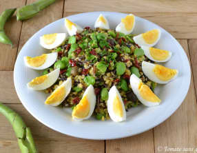 Salade de riz sauvage, lentilles corail et fèves