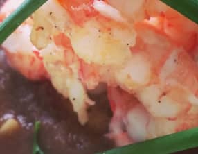 Langoustines rôties sur velouté de lentilles