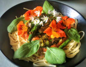 Spaghetti aux fleurs