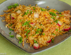 Salade de carottes rapées à la semoule et à la truite fumée