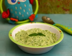 Purée de courgette au chèvre et basilic