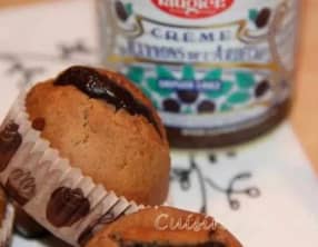 Muffins à la châtaigne et au miel, coeur de crème de marron et chocolat