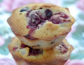 Muffins fruits rouges, amandes et pépites de chocolat