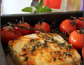Feta et tomates rôties à l'ouzo