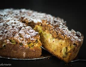 Gâteau streusel à la rhubarbe