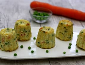 Gâteau de riz salé aux petits-pois et carotte