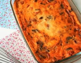 Clafoutis Bio aux poivrons,champignons, tomates cerises, ricotta