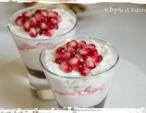 Verrines gourmandes aux fraises, grenade et Géranium Bourbon