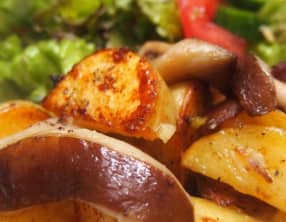 Pommes de terre sautées aux champignons shiitaké