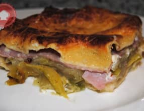 Lasagnes aux courgettes, crème de parmesan camembert et jambon