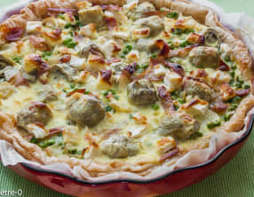 Tarte aux petits pois et artichauts