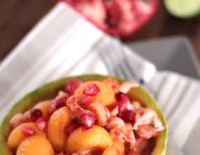 Melon aux langoustines et grenade