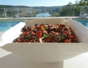 Salade de lentilles au chorizo et aux tomates cerises