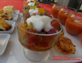 Verrines de tomates multicolores-Chantilly de mozzarella