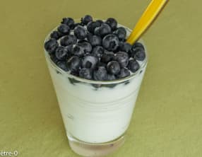 Mousse au fromage blanc et aux myrtilles