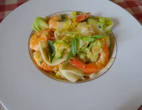 Pappardelles aux crevettes, courgettes et crème à l'estragon