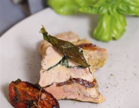 Pressé de foie gras au basilic et tomates confites