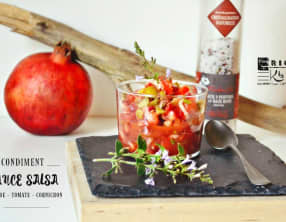 Sauce salsa grenade, tomates et cornichons