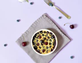 Clafoutis à la myrtille,cerise et vanille