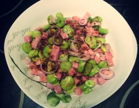 Salade de fèves et jambon
