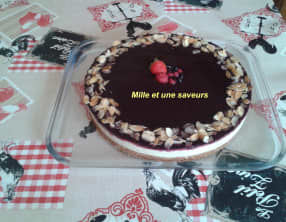 Bavarois rhubarbe et son miroir de fruits rouges