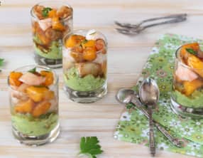 Verrines avocat, crevettes et mangue