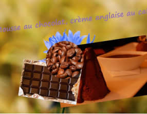 Mousse au chocolat sur lit de crème anglaise au café