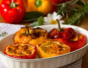 Poivrons grillés, farcis à la ricotta