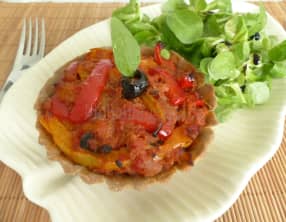 Tartelettes aux poivrons et au thon, pâte à tarte sans gluten à l'huile d'olive