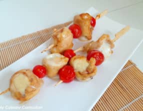 Brochettes Yakitori revisitées emmental et mozzarella
